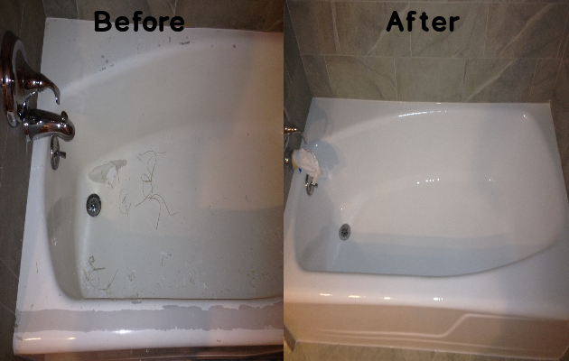 Before and After Bathtub Reglazing